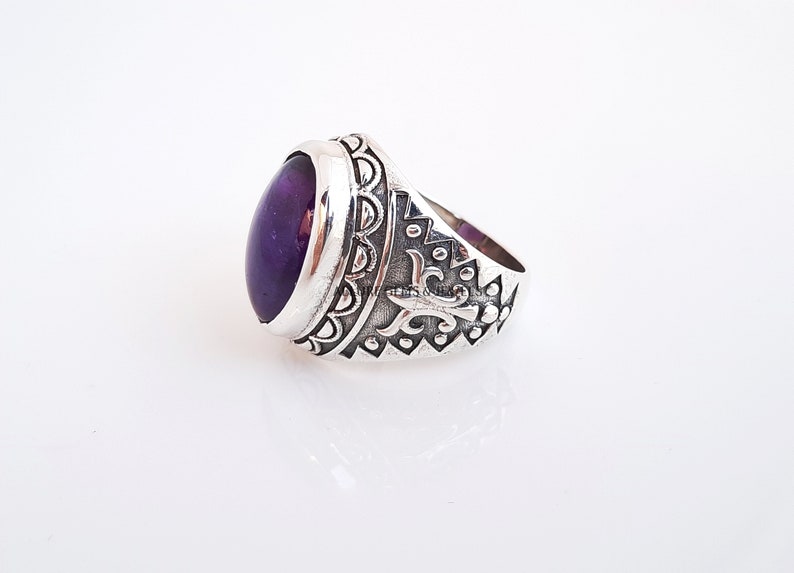 MENS AMETHYST HANDMADE Ring Mens Ring Sterling Silver Etsy
