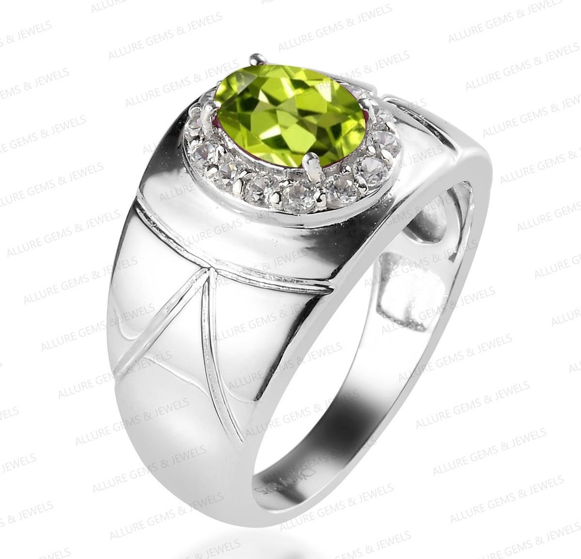Men Peridot Pinky Ring Mens Ring 925 Sterling Silver Etsy