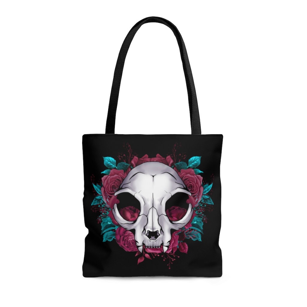 Cat Skull Skull Tote Gothic Bag Gothic AOP Tote Bag | Etsy
