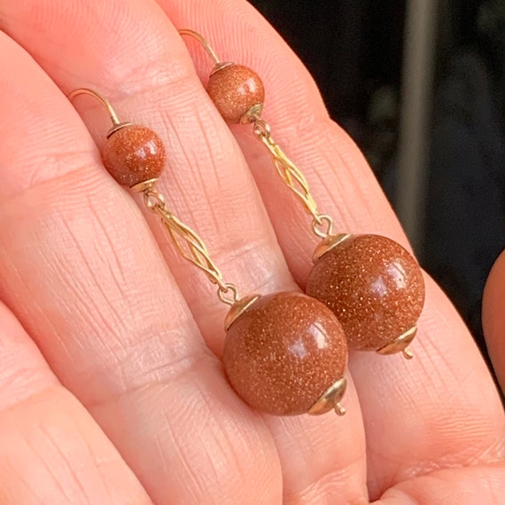 Edwardian Goldstone Hook Earrings