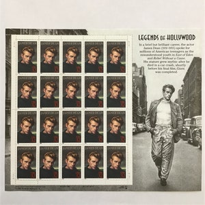 Legends of Hollywood: James Dean 1996, Sheet of 20 x .32 Stamps - Mint, Unused Condition