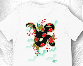 Chemise serpent blanche Sakura Hognose | Chemise de serpent à nez plat de l'Ouest à fleurs japonaises | Cadeau de serpent à nez plat | T-shirt serpent à nez plat