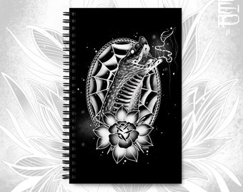 Cuaderno de serpiente de nariz de cerdo occidental / Diario de serpiente / Cuaderno gótico de arte del tatuaje