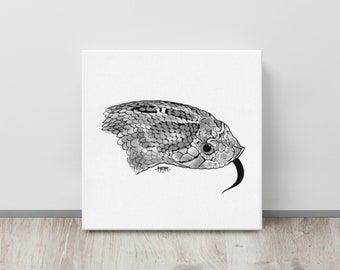 Arte de serpiente Hognose occidental / Lienzo de imagen de serpiente / Regalo de serpiente Hognose / Decoración de serpientes / Reptil Pared colgante reptil serpiente / Accesorios de serpiente