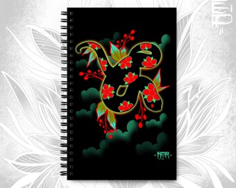 Cuaderno de serpiente Hognose de Sakura / Cuaderno de serpiente Hognose occidental / Idea de regalo de serpiente Hognose / Diario de serpiente lindo / Cuaderno rojo floral