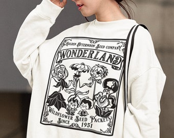 Golden Afternoon Seed Co. Sweatshirt, Alice In Wonderland, Magic Kingdom Flowers And Garden Family and Friends Matching Sweatshirt E0168