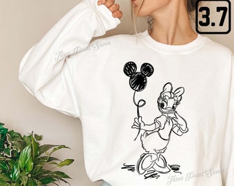 Daisy Duck Sweatshirt, Daisy With Balloon, Magic Kingdom Family Vacation Matching Sweatshirt, Women's Sweatshirt, Gift for Her E0048