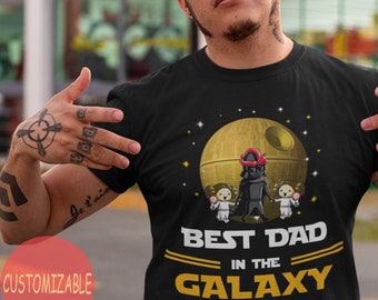 Custom Best Dad In The Galaxy of Two Daughters T-shirt - Customized Father's Day Gift - Star Wars Dad Shirt