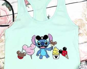 Stitch Snacks Tank Top, Workout Tank for Women, Women Muscle Tee, Muscle Tank, Gym Tank Top, Cute Gym Tank E0100