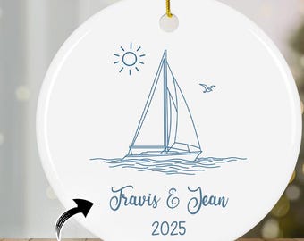Personalisierte Segelboot Verzierung, Nautisch für Paare Andenken, Benutzerdefinierte Segeln Weihnachtsgeschenk, Boot Yacht Besitzer Segeln Geschenk PN0086