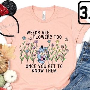 Cute Gift for Gardening Lover, Eeyore Winnie the Pooh Flower Shirt, Epcot Flower and Garden, Floral Shirt Gift for Women, Gift for Her E0502
