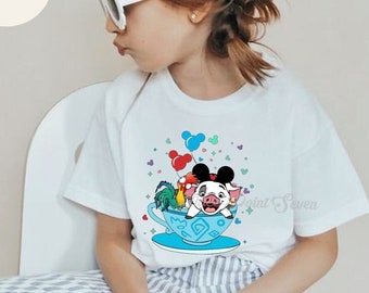 Spinning Cup Shirt, Pua and Heihei, Unisex Toddler Tee, Family Vacation Matching Shirt, Disney Shirts, Disneyland Vacation T-Shirt E0401