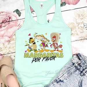 The Three Caballeros Magaritas Por Favor Tank Top, Donald Duck Jose Carioca Panchito Pistoles Shirt E0750