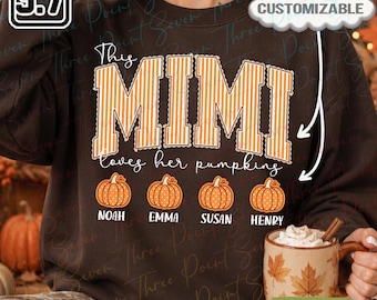 Camiseta personalizada de otoño para abuela, camiseta "Las calabacitas de la abuela", sudadera acogedora de temporada, camiseta de otoño para abuela TN2111