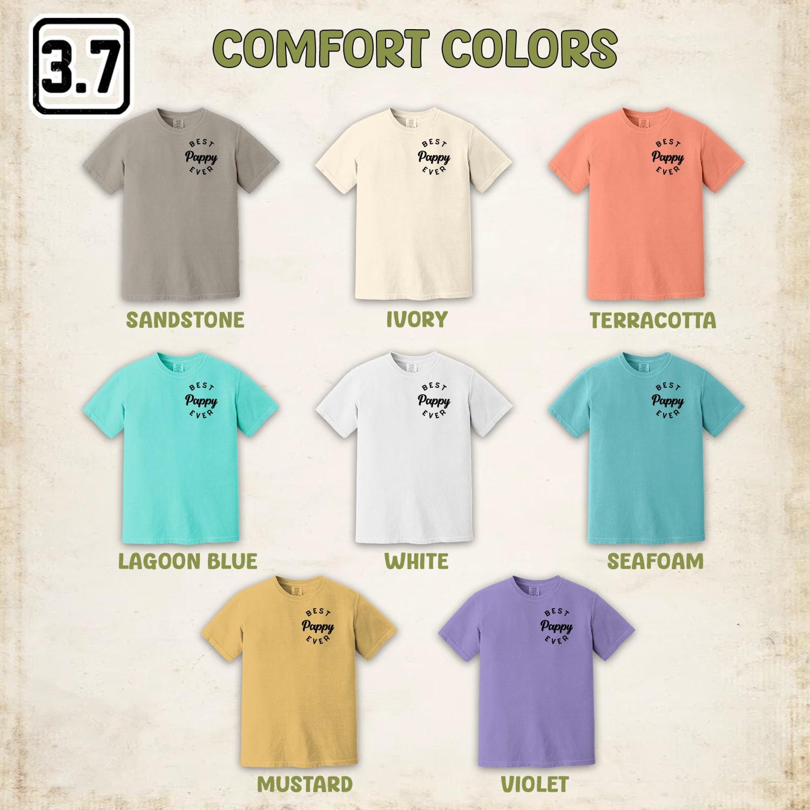 Personalized Best Pappy Ever Comfort Colors® Shirt, Grandpa Shirt ...