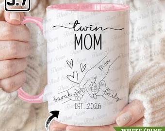 Personalized Twin Mom Mug, Custom Mom Of Two Kids Mug, Gift For New Mom, Mother's Day Mug TN1338B