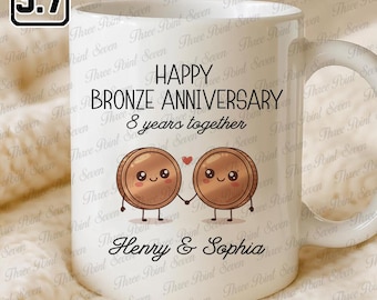 Personalized Bronze Wedding Anniversary Mug - 8 Years Married, 8th Anniversary Gift, Couple Gift for Him & Her, Valentine's Day Gift TN1190