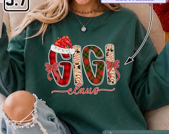 Christmas Gigi Shirt, Custom Gigi Claus Shirt, Personalized Christmas Gift For Gigi, Grandma, Family Holiday Shirt,  Sweatshirt DH00603