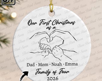Adorno personalizado para familia de cuatro, adorno para familia de 4, recuerdo navideño TN2326-2