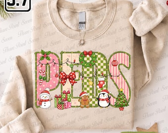 Sudadera navideña para enfermeras pediátricas, camiseta de enfermera pediátrica estilo preppy, camiseta navideña de pediatría TN2247-9