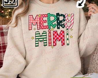 Personalized Merry Mimi Sweatshirt, Christmas Grandma Shirt, Custom Retro Mimi Shirt TN2370-3