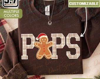 Gepersonaliseerde Pops kersttrui, familie kerstshirt, peperkoek opa shirt TN2605-3