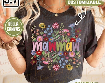 Camiseta floral para abuela, camiseta personalizada con nombre para abuela, regalo para el Día de la Madre TN1459-4