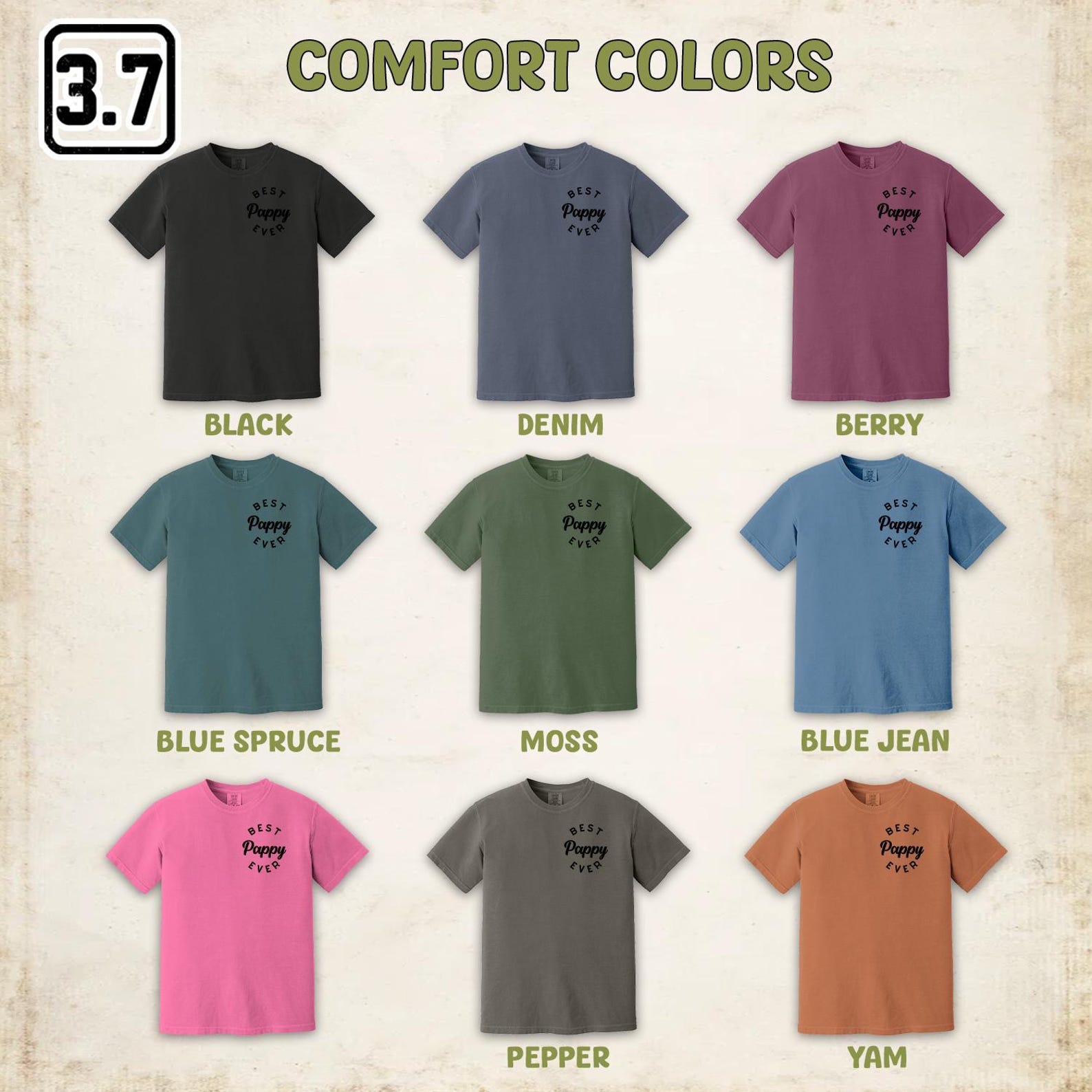 Personalized Best Pappy Ever Comfort Colors® Shirt, Grandpa Shirt ...