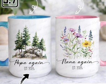 Personalized Nana Papa Again Mug, Second Pregnancy Announcement Gift, Grandparents Gift, Grandpa Grandma Mug TN2441-3