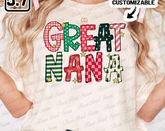 Custom Nana Christmas Shirt, Great Nana Sweatshirt, Personalized Retro Great Grandma Shirt TN2370-6