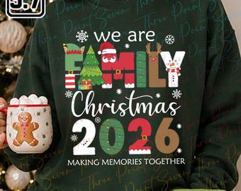 Familie kersttrui, kerst T-shirt met ronde hals, kerstfeestshirt TN2566