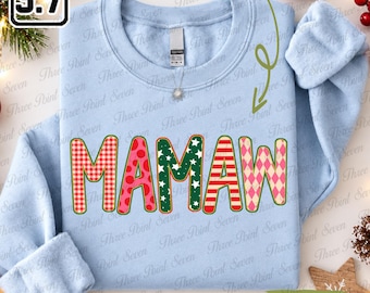 Gepersonaliseerde kersttrui voor oma, T-shirt op maat voor oma, Kerstcadeau voor oma TN2518-5