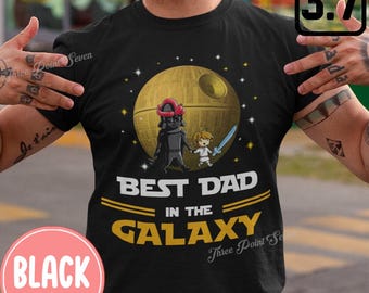 Kundengerechtes Vatertagsgeschenk - Kundenspezifischer bester Vater der Galaxie mit einem Sohn - neuer Vater des Jungen T-shirt - Hemd für Vater