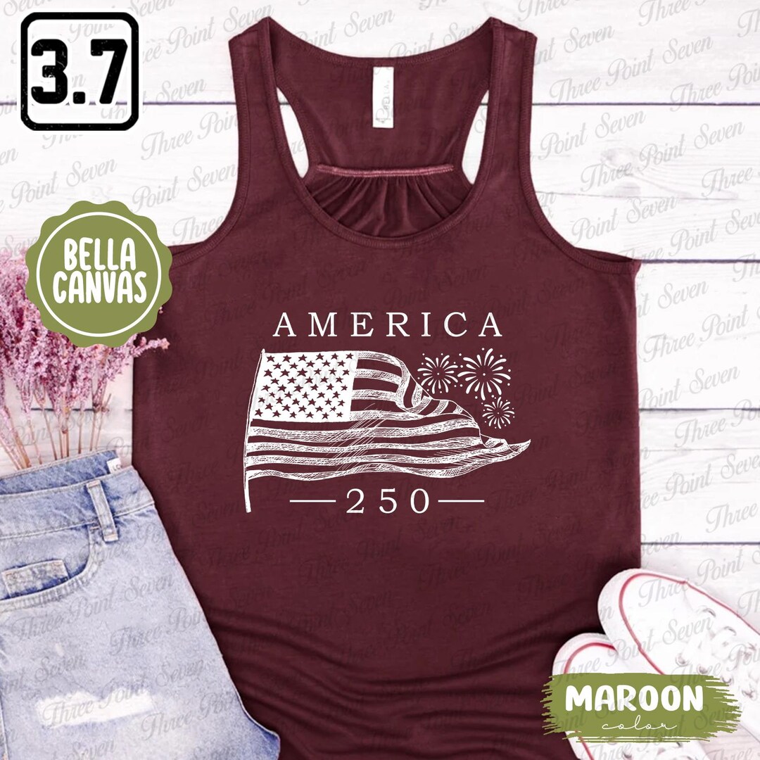 America 250th Anniversary Tank Top, Vintage American Flag