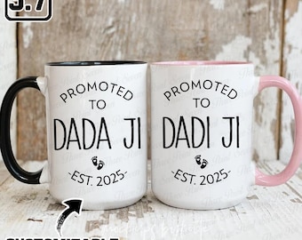 Personalized Dada Ji & Dadi Ji Mug, Indian New Grandparents Gift, Pregnancy Announcement Mug TN1263