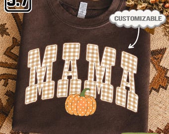 Personalized Fall Mama Shirt, Pumpkin Tee, Cozy Season Sweatshirt, Autumn Mom T-Shirt TN2112