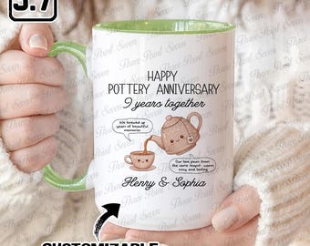 Taza de cerámica personalizada para aniversario de bodas: 9 años de matrimonio, regalo para el 9.º aniversario de matrimonio, regalo de San Valentín TN1157