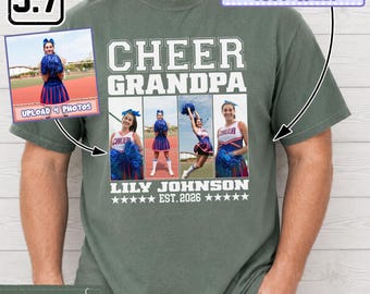 Gepersonaliseerd cheerleading-shirt voor opa, shirt met eigen foto's en naam, sweatshirt voor cheerleadingteam, cheerleadingwedstrijd voor opa DH00636