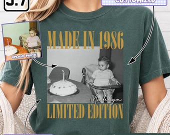 Vintage Picture Shirt, Custom Name & Photo Birthday Shirt, Personalized 40th Birthday Gift, 1986 Limited Edition Shirt, Sweatshirt DH00624