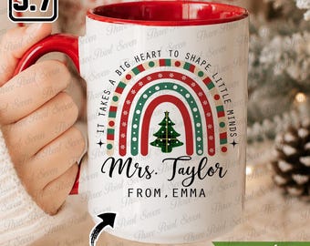 Taza navideña para profesores: Se necesita un gran corazón para formar mentes jóvenes, regalo de agradecimiento para profesores, taza de agradecimiento para profesores TN1072