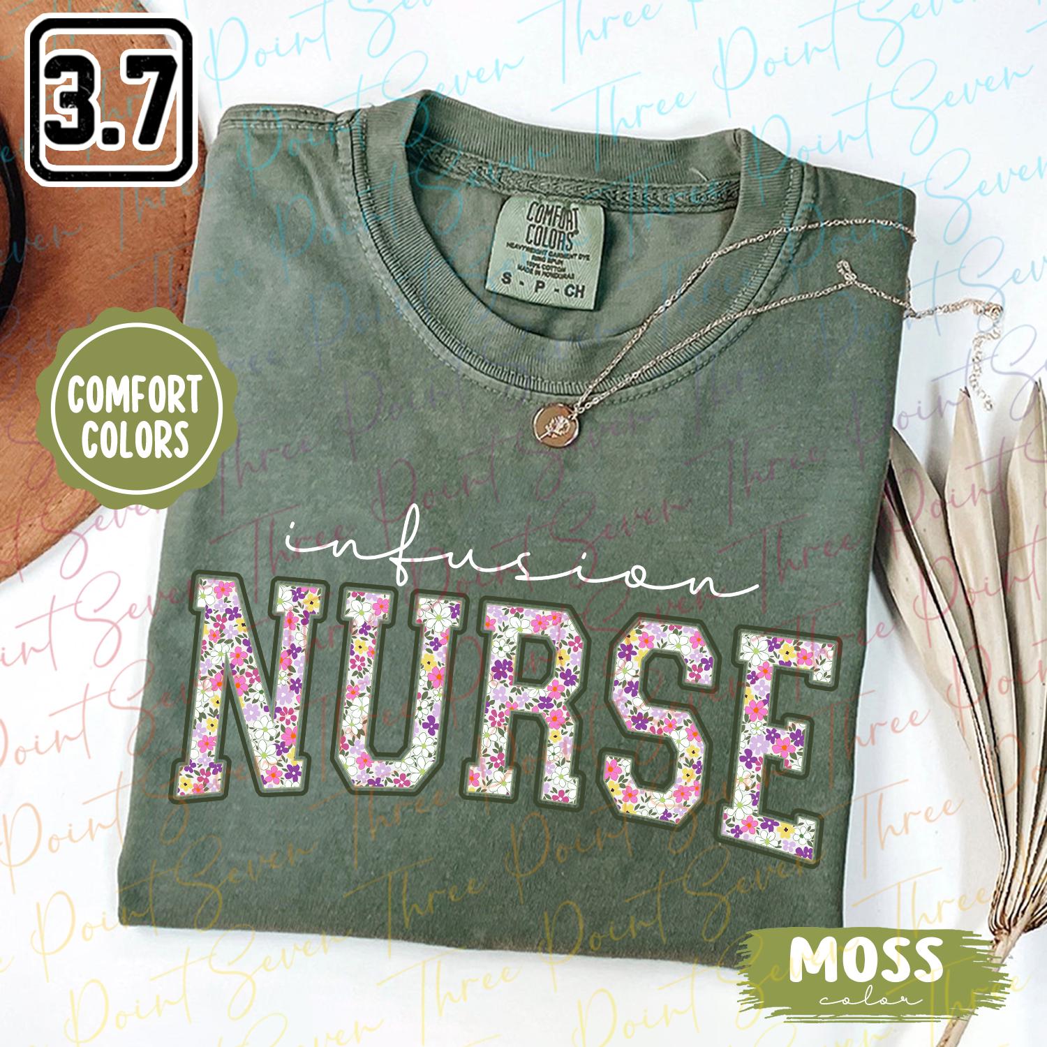 Comfort Colors®  Floral Infusion Nurse Shirt, IV Therapy Gift, Intravenous Nurse Gift TN0818-20