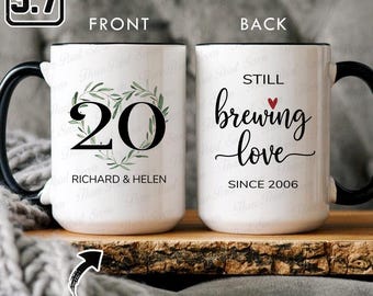 Taza personalizada para el 20.º aniversario de bodas: "Amor en ebullición", regalo para padres o pareja, regalo de San Valentín TN1173-20