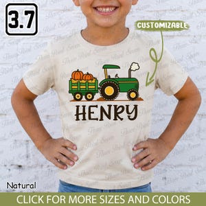 Camiseta infantil personalizada com estampa de trator e abóbora, camiseta infantil com tema de plantação de abóboras, camiseta juvenil de outono, camiseta infantil de outono TN0925