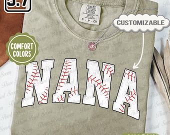 Personalized Baseball Nana Shirt, Game Day Baseball Comfort Colors® T-Shirt, Baseball Season Gift for Grandma, Baseball Lover Gift TN1431