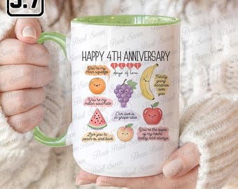 4th Wedding Anniversary Mug - 4 Years Married, Couple Gift for Him & Her, Valentine's Day Gift TN1131