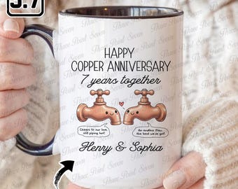 Taza de cobre personalizada para aniversario de bodas: regalo para el séptimo aniversario de tu pareja o esposo, regalo de San Valentín TN1156-2