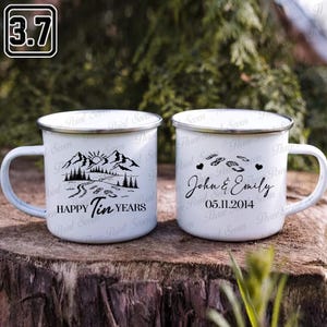Personalisierter Zinn Jahre Becher, 10 Jahre Jubiläumsbecher, Zinn Jahr Jahrestag Geschenk TN0386