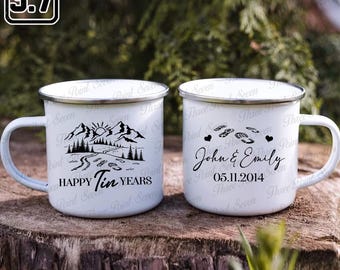 Personalized Tin Years Mug, 10 Years Anniversary Mug, Tin Year Anniversary Gift TN0386