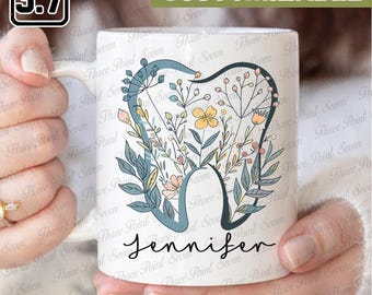 Personalized Floral Dental Mug, Custom Dentist Mug, Dental Assistant Mug, Gift For Dental Hygienist TN0418