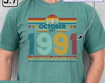 Custom Vintage 1991 Birthday Shirt, Personalized 35th Birthday Gift, 1991 Limited Edition Shirt, Retro Birthday Shirt,  Sweatshirt DH00625